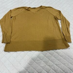 J. Jill Mustard Silk & Cotton V-Neck Sweater
